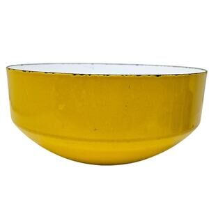 Vintage 70s Copco Yellow Enamel Fruit Bowl Modern Mid Century Micheal Lax